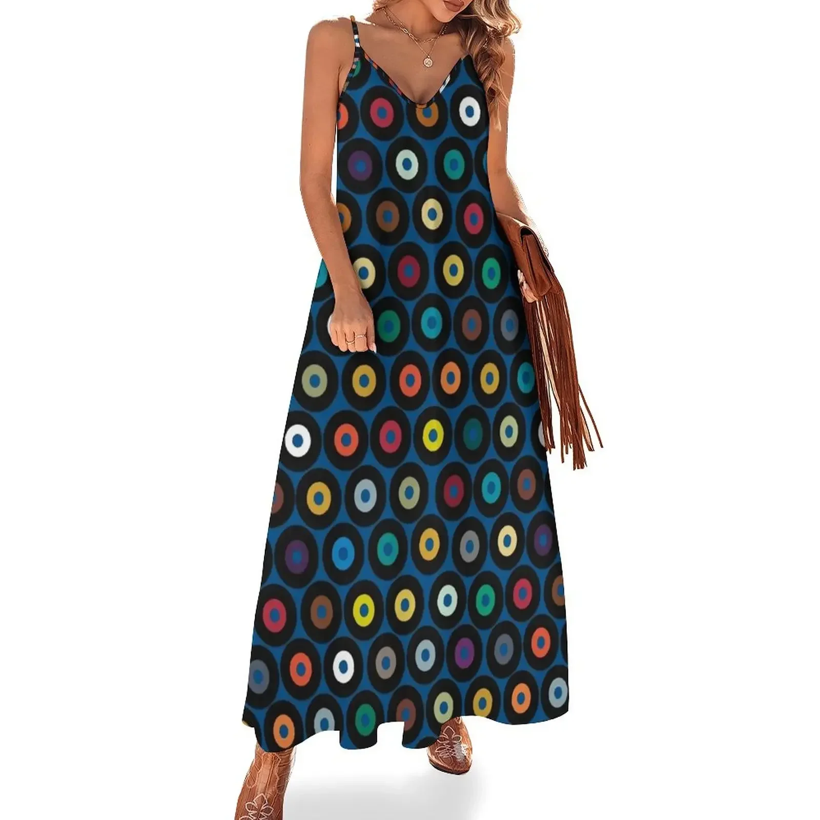 VINYL blue Sleeveless Dress women dress beach dress