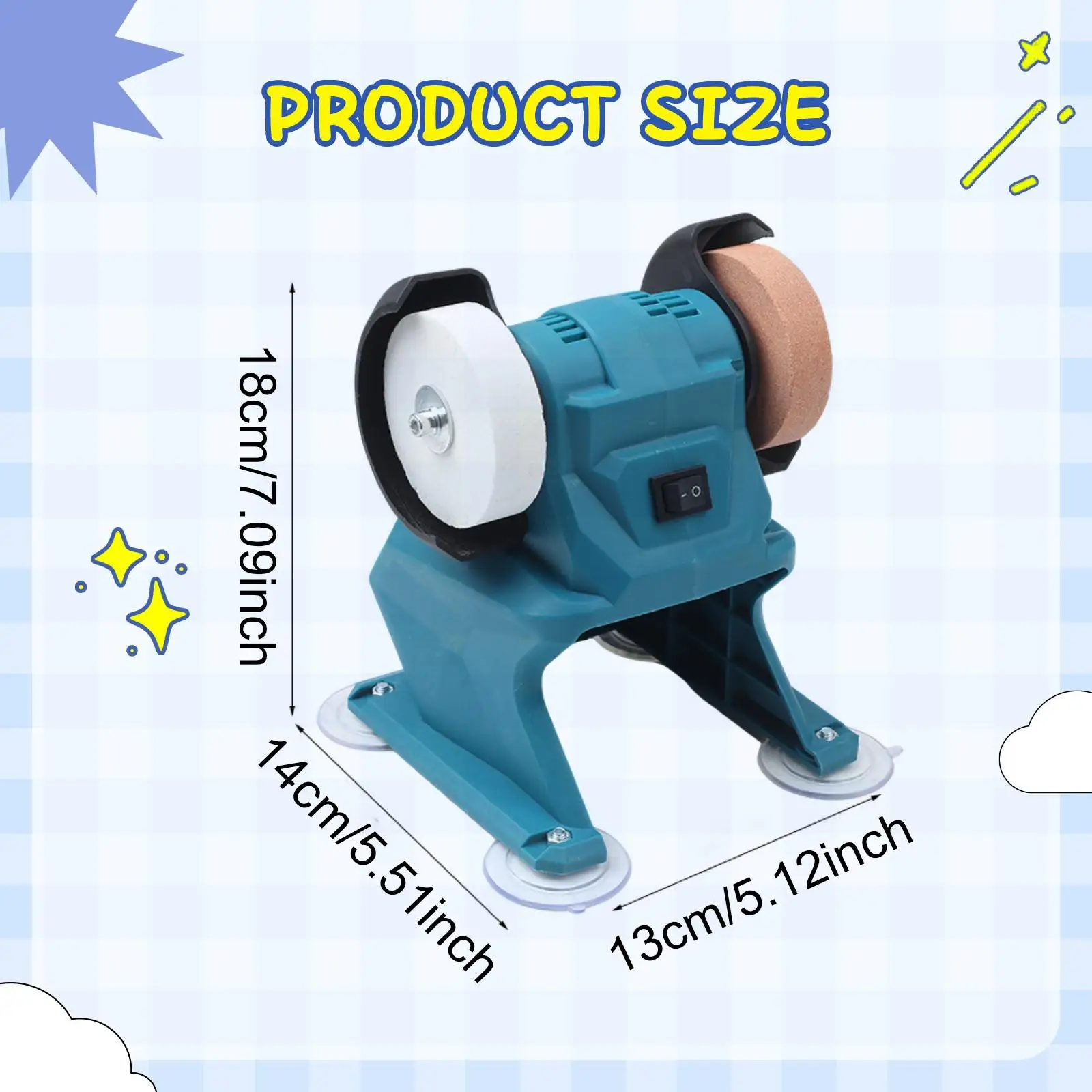 Mini Bench Grinder Multifunction Benchtop Sander Double Wheel Grinding Machine for Edge Polishing Wood Carving Metalworking Home