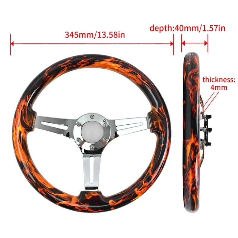High Quality Classic Vintage Wooden Racing Steering Wheel With Deep Flat Bracket Interior Accessory