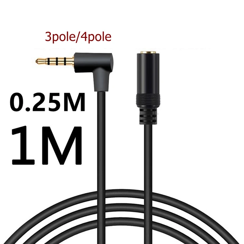 Cable 3.5mm Jack AUX Audio Male to Female Extension Cable 90 Degree Right Angle Auxiliary Speaker 3.5 mm Cable for PC Headphone