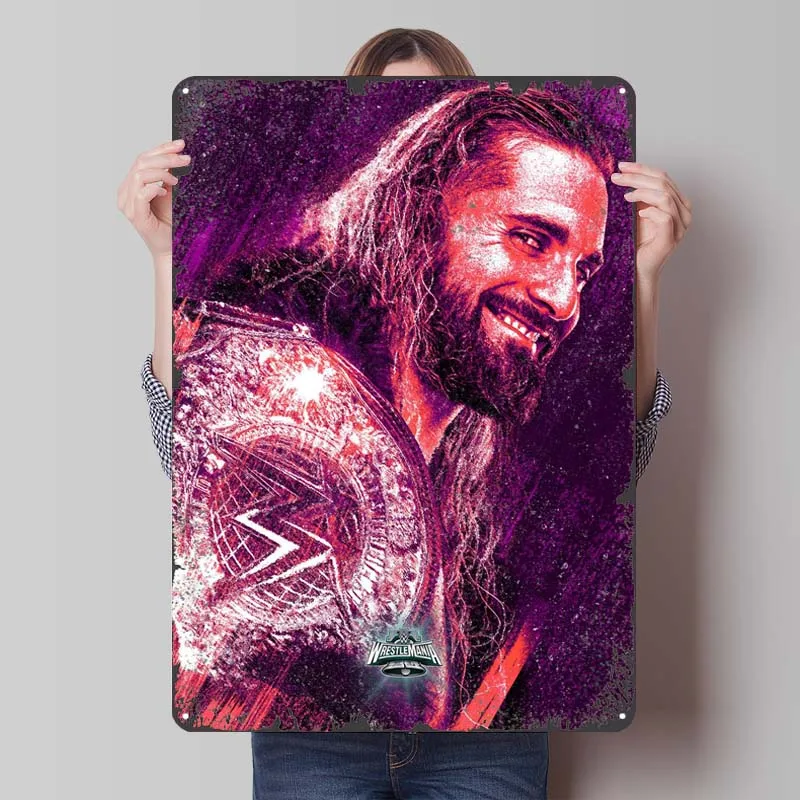 Seth Rollins WM40 Metal Signs Sports Poster Room Decoration Gaming Customized Tinplate Sign for Wall Art Decoration Man Cave