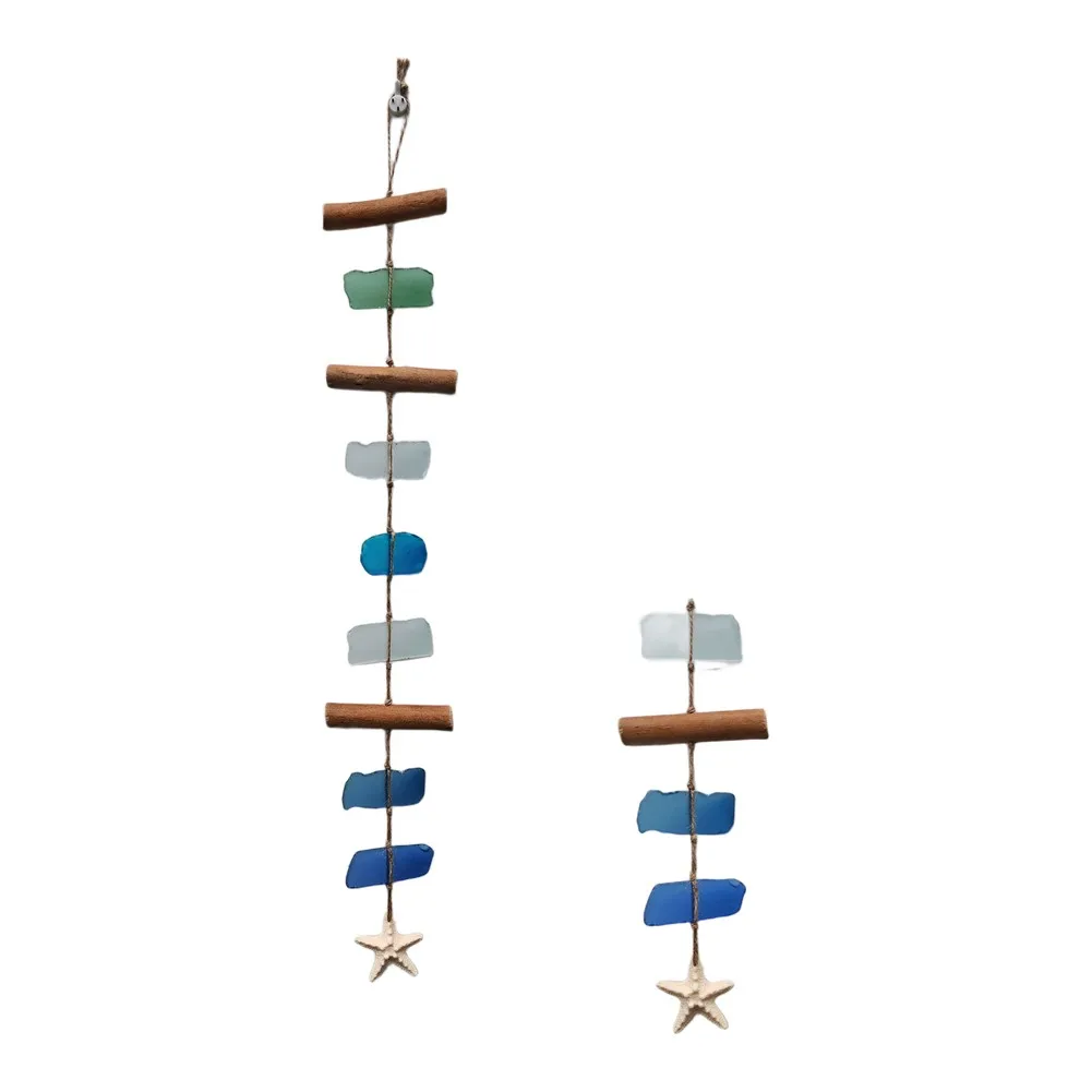 Bohemian Sea Glass Wind Chime With Driftwood Shells Handmade Beach Decor Unique Windchimes For Indoor Outdoor Decoration Present
