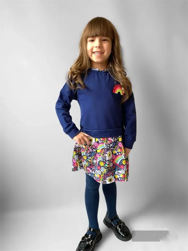 Arco-íris infantil Beading vestidos, roupas de bebê, princesa, criança, traje, meninas, outono, inverno, venda quente