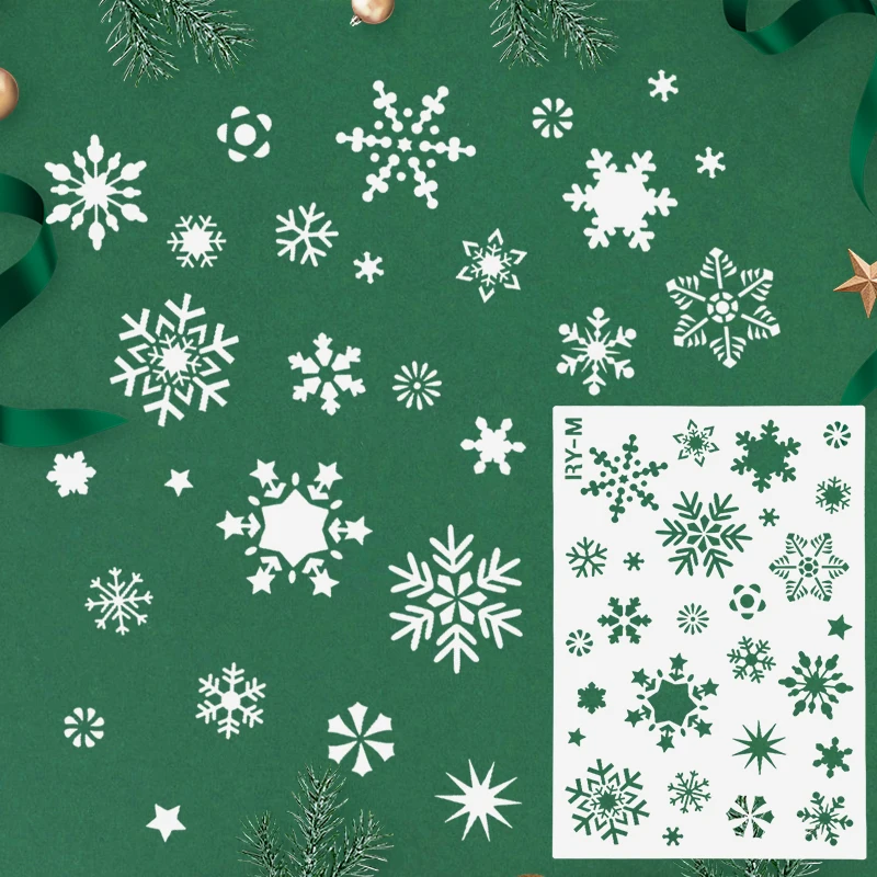 Merry Christmas Footprint Snowflake Painting Template Santa Claus Xmas Tree Paper Card Embossing Album Xmas Party Home Decoation