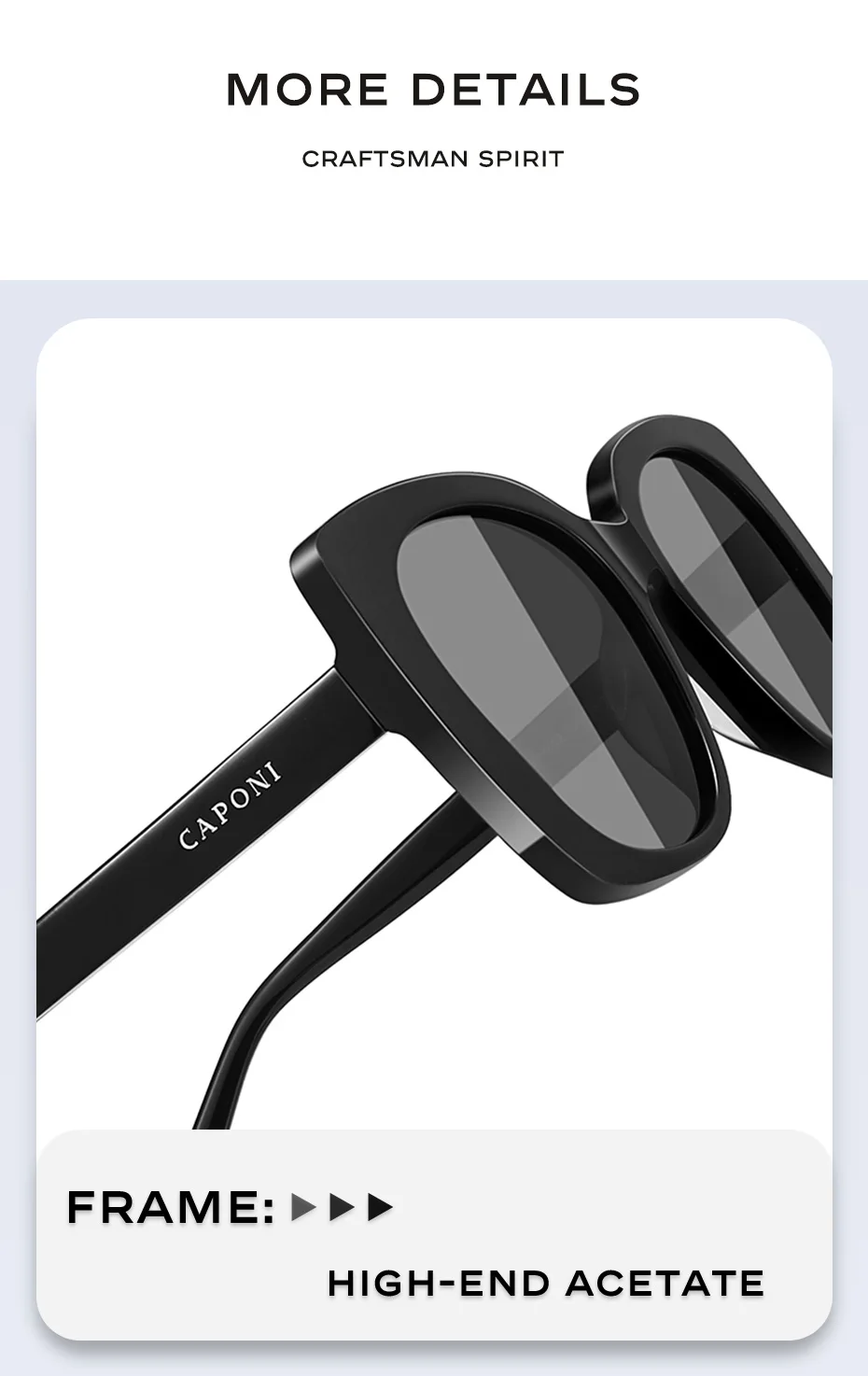 CAPONI Polarisierte Nylon Sonnenbrille Für Frauen Hohe Qualität Acetat Brillen UV400 Schutz Mode Übergroßen Sonnenbrille CP24062 – Detail 5