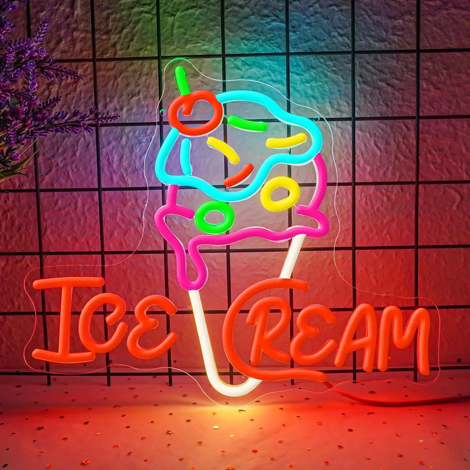 

Ice Cream Neon Sign USB Dimmable LED Neon Lights for Ice Cream Shop Coffee Shop Business Store Cold Drink Shop Decor Led Signs