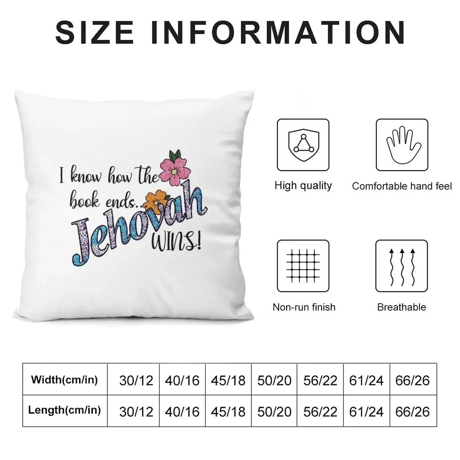 Jehovah WINS!!!! Throw Pillow Pillow Cover Embroidered Cushion Cover pillow