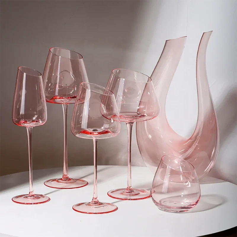 

Creative Concave Flamingo Gradient Pink Crystal Goblet Champagne Glass Burgundy Red Wine Glass