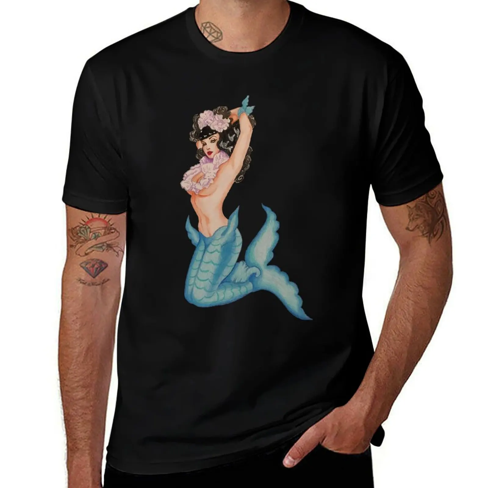 Mermaid Pinup T-Shirt Soft Cotton Print T-Shirt