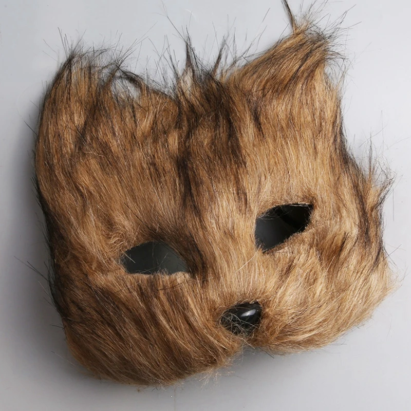 Fox Headgear Halloween Party Makeup Masks Masquerade Sexy Eyes Face Cover Soft Fur Cosplay Costume Props Role Play Mask Unisex