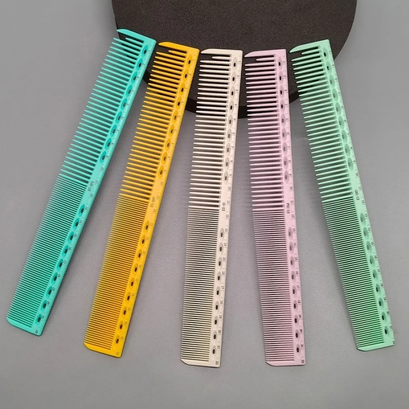 Haar Schneiden Kamm Mit Skala Cyan Gelb Lineal Haarschnitt Kämme Friseur Friseur Haarbürste Salon Styling Werkzeuge Y0521 – Detail 2