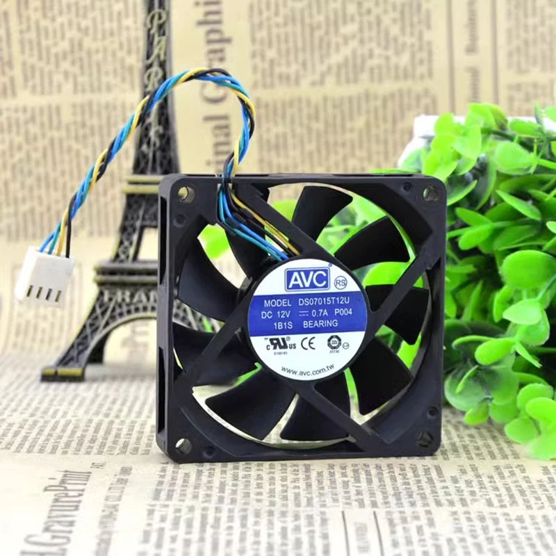 大容量ボールベアリング冷却ファン、ds07015t12u、12v0.70a、7cm、7015、4線式pwm