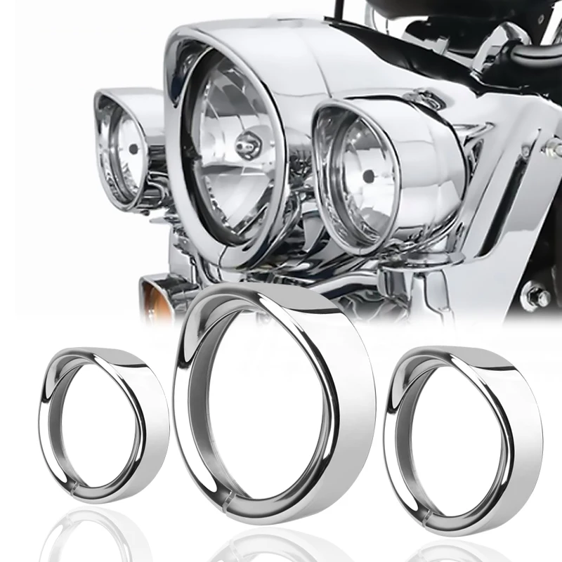 Reflektor motocyklowy tapicerka dla Harley Touring Road King Electra Glide Softail FLD/FLH 7 "pierścień Bezel Visor 4.5" światło przeciwmgielne led