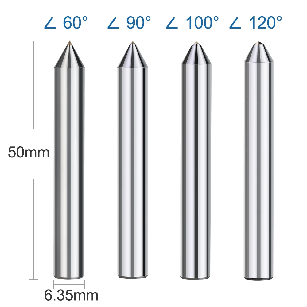 Hamton – mèche de gravure diamant, fraise à graver de 60 à 3.175 degrés, 6.35mm, 120mm, pour pierre métallique, PCB, outil de découpe CNC