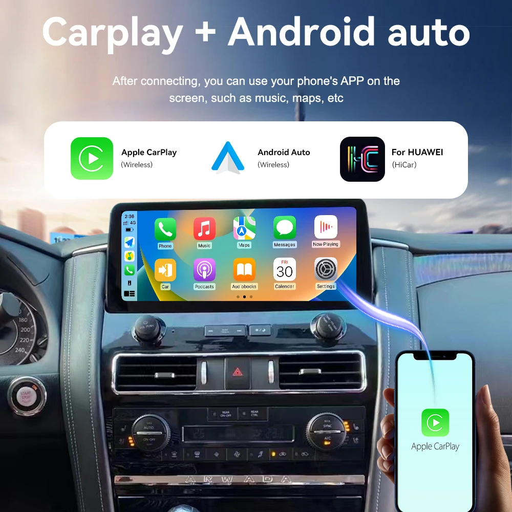 12.3 Inch Car Radio For Nissan Patrol Y62 Armada 2010-2022 Wireless Carplay Android Auto Car Stereo Head Unit Multimedia Player