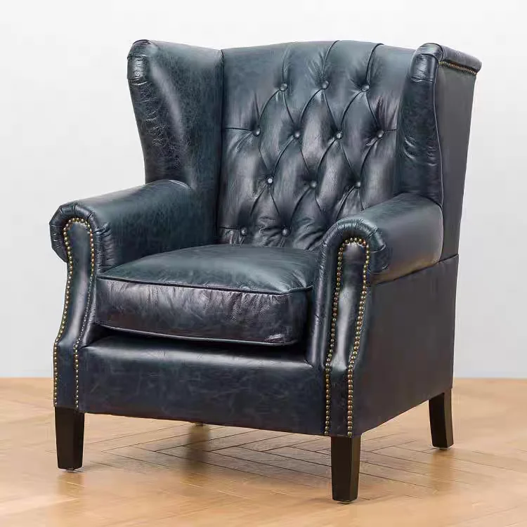 American vintage high-back chair, retro style for living room, study, hotel club, café, single tiger chair