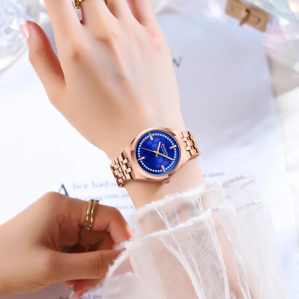 Curren 9096 Reloj Mujer الفاخرة حزام ناقل من الفولاذ ساعة نسائية موضة مطعمة الماس مقاوم للماء ساعات للنساء Relojes Para Damas