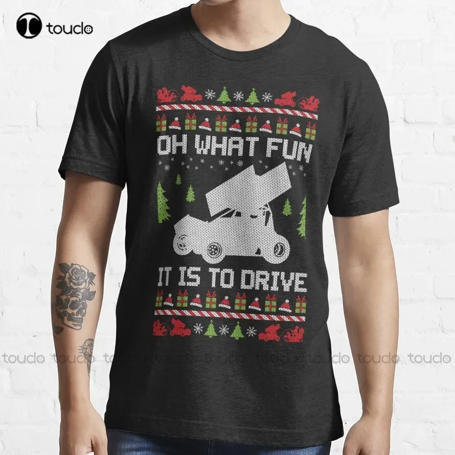 Sprint Car Ugly Christmas Racer T-Shirt Tee Shirts Mens Custom Aldult Teen Unisex Digital Printing Tee Shirt Xs-5Xl Cotton New