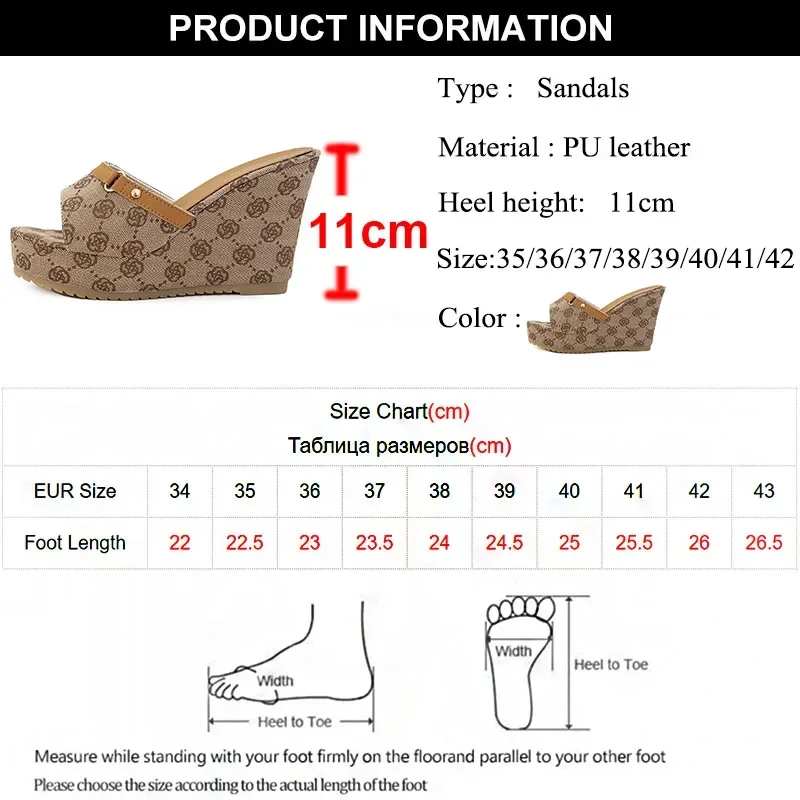 Brand Design Wedge Heel Sandals Women 2025 Summer Chunky Platform Mule Slippers Woman Sexy Super High Heels Sandalias De Mujer image 6