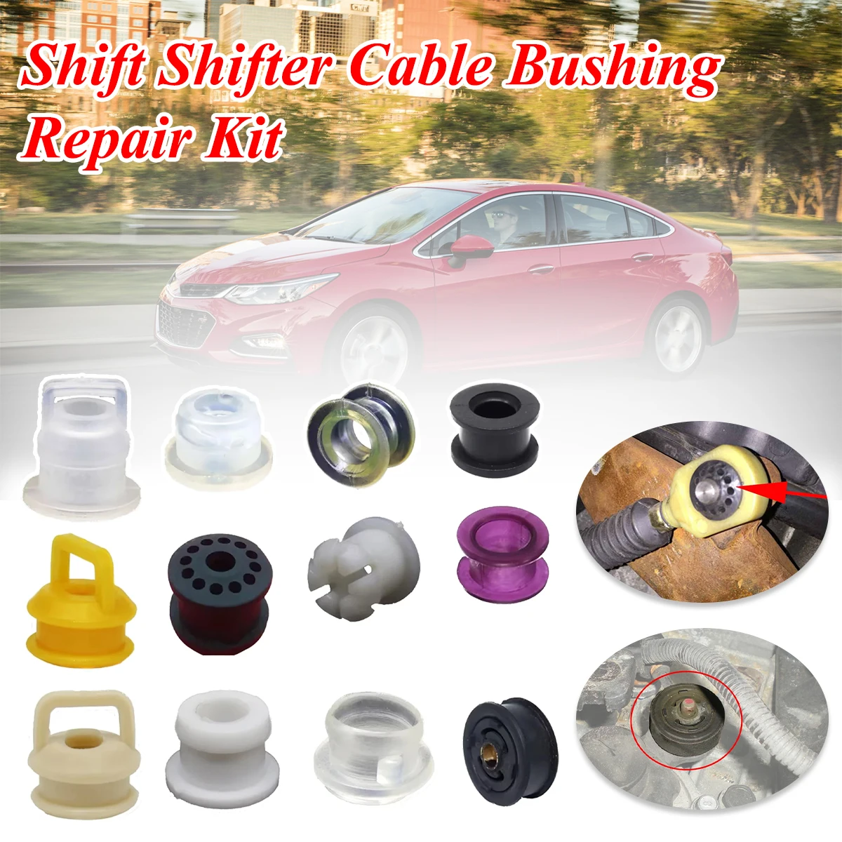 KIT Universal Gear Shift Lever Linkage Shifter Bushings Automatic Transmission Sleeve Grommet Repair Kit Rubber Car Accessories