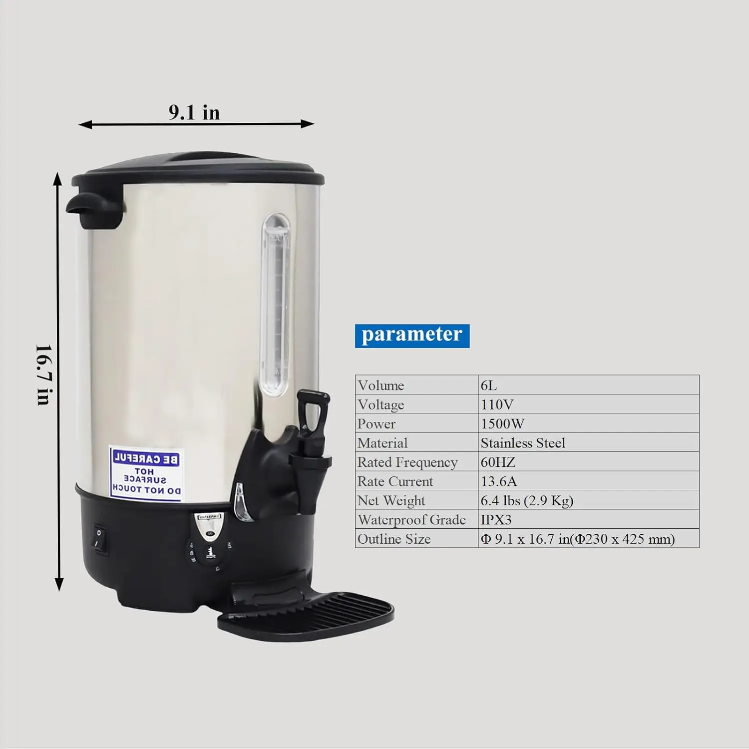 Расход горячей воды, машина для мгновенного кипячения, нагреватель с краном, водонагреватель и подогреватель большой емкости из нержавеющей стали, 110 В, 6 л