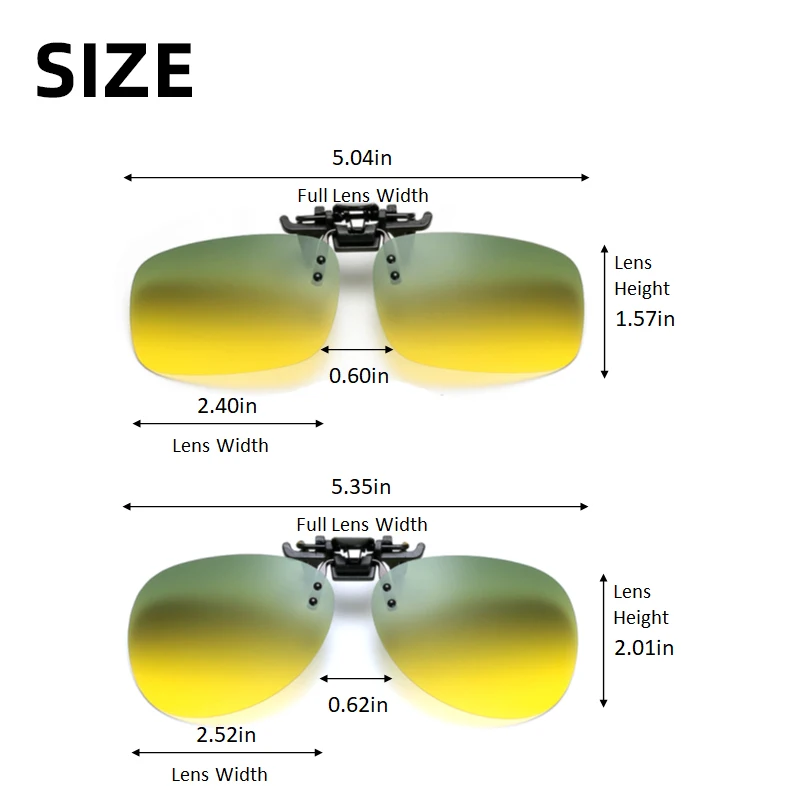 Day and Night Flip Up Clip On Sunglasses Polarized Square Driving Men For Prescription Glasses UV400 Women Fishing