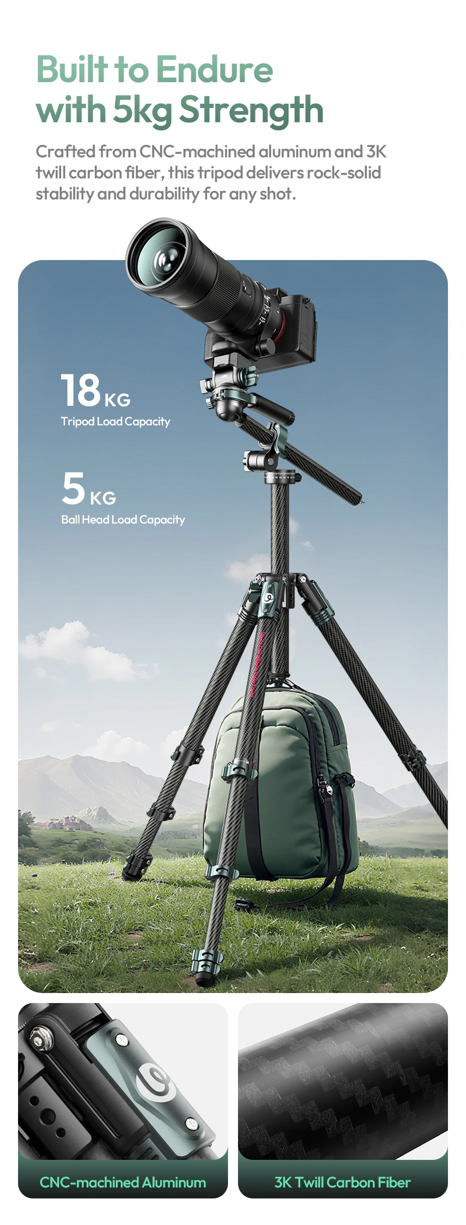 Ulanzi JJ06 GlideGo Video-Reisestativ für Canon Nikon Sony DSLR-Kamera, 5 kg Last, vertikal, horizontal, mit Uka-Schnellverschluss – Detail 11