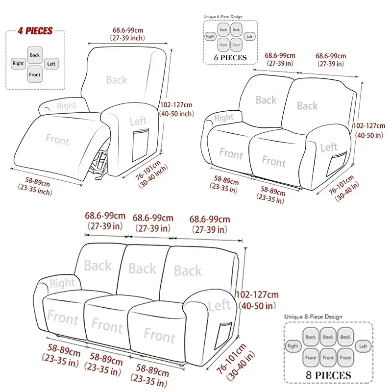 1/2/3 Seater Recliner Sofa Cover Elastic Jacquard Armchair Chair Cover for Living Room Cheap Relax Slipcover Protector
