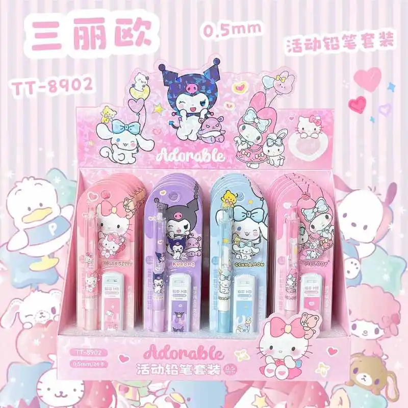 

4/24 шт., семейный набор механических карандашей Sanrio, сменный блок для канцелярских принадлежностей, нелегко сломать, автоматический карандаш, оптовая продажа, подарки