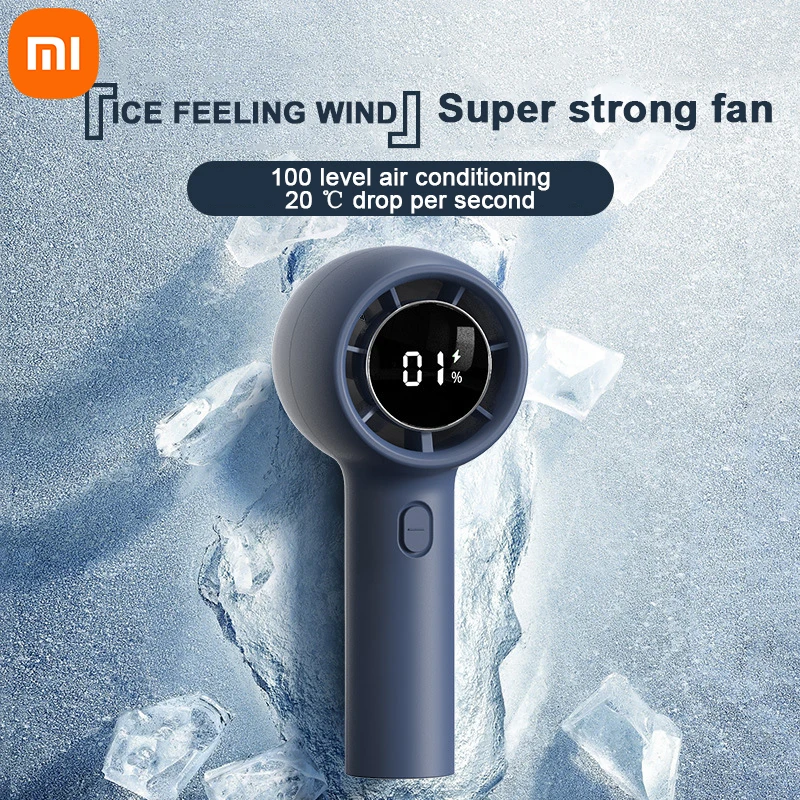

Ручной мини-вентилятор Xiaomi, портативные подвесные вентиляторы на шею, 100-скоростной, бесступенчатая смена скорости, перезаряжаемый через USB-вентилятор с экраном дисплея