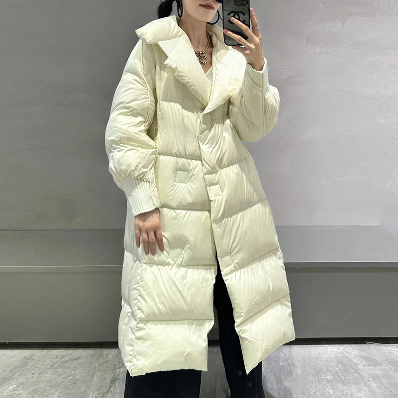 Women's Clothing Down Jacket Winter Warm New Mid-length White Duck Down Windproof Jacket Cold High-end Outerwear Comfortable