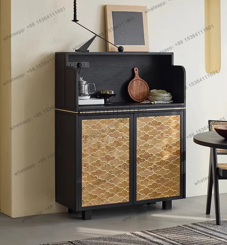 

Medieval style dining side cabinet Solid wood floor-to-ceiling living room against the wall High sofa Retro entrance cabinet