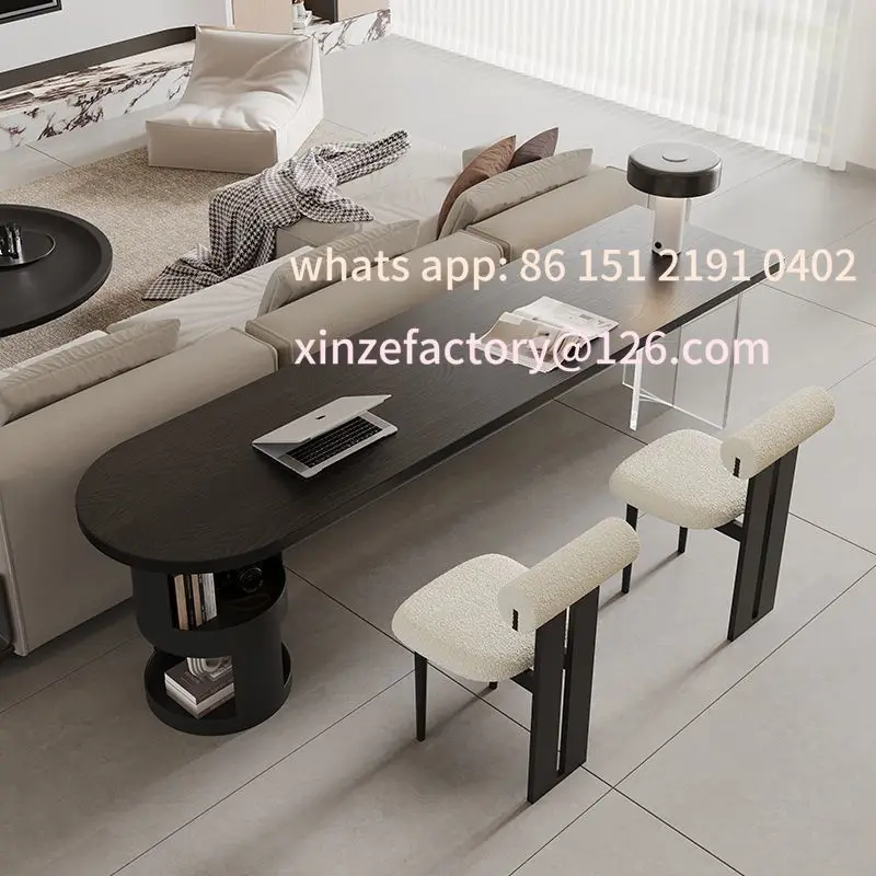 مكتب فرنسي بسيط قابل للتخصيص من الخشب الصلب طاولة دراسة مزدوجة طاولة كمبيوتر صنوبر أفقية قاعة أريكة خلفية طاولة طويلة مكتب #2