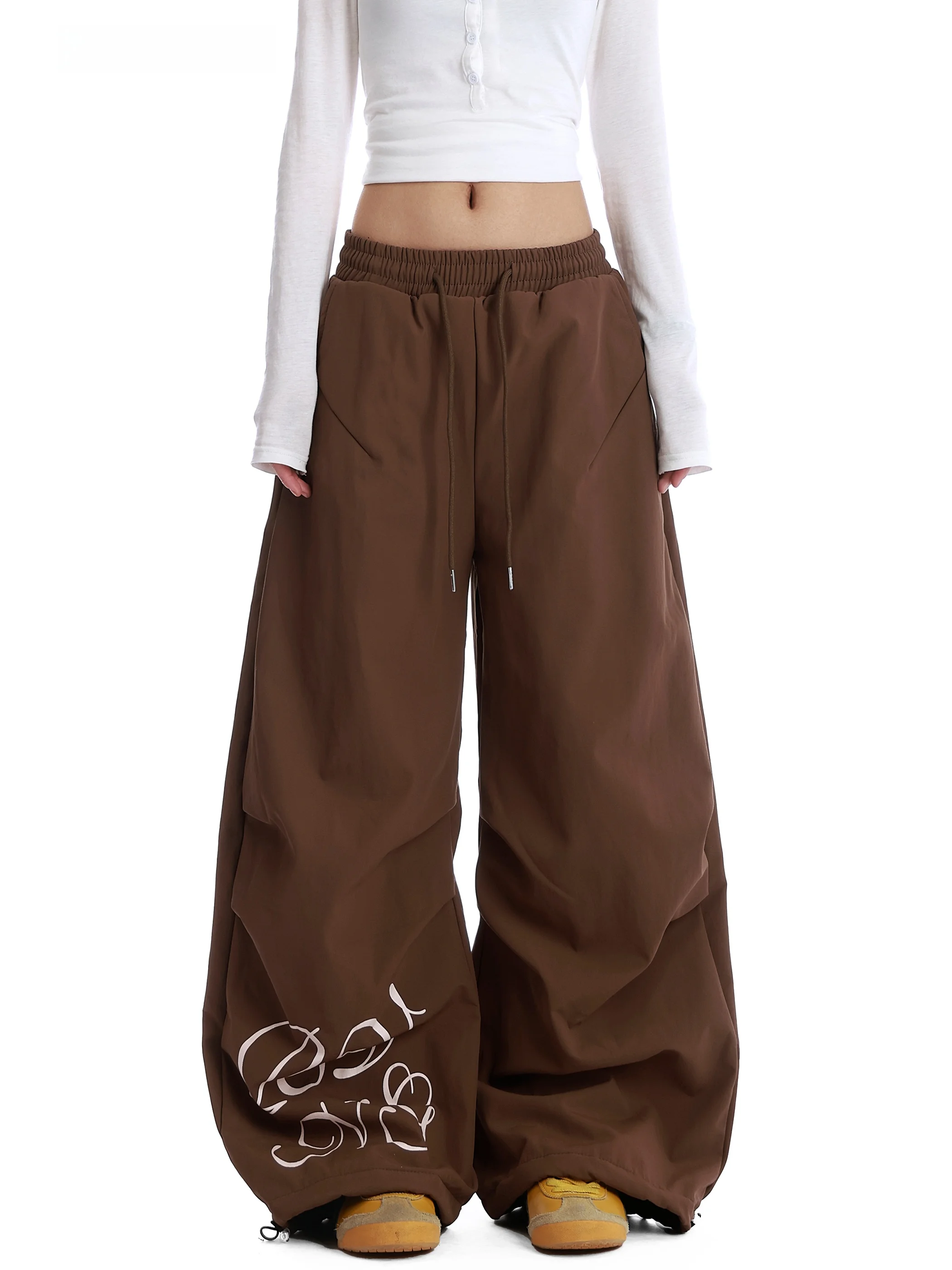 

Брюки-парашюты Vinmuk в американском ретро-стиле для джазовых танцев, с подкладкой, женские, осенне-зимние, свободные, прямые, широкие, повседневные...