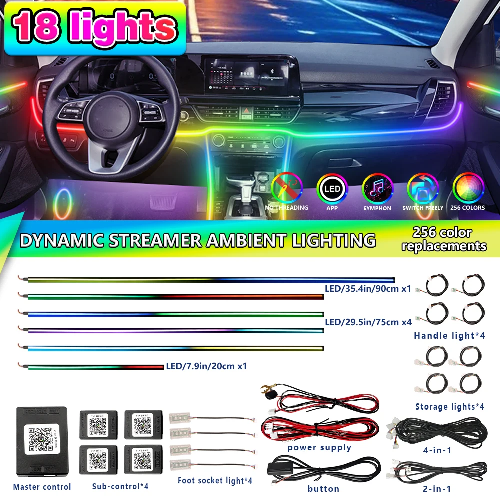 

APP Control Car Interior 64 Colors RGB LED Strip Ambient Light Acrylic Guide Decor Lamp Atmosphere