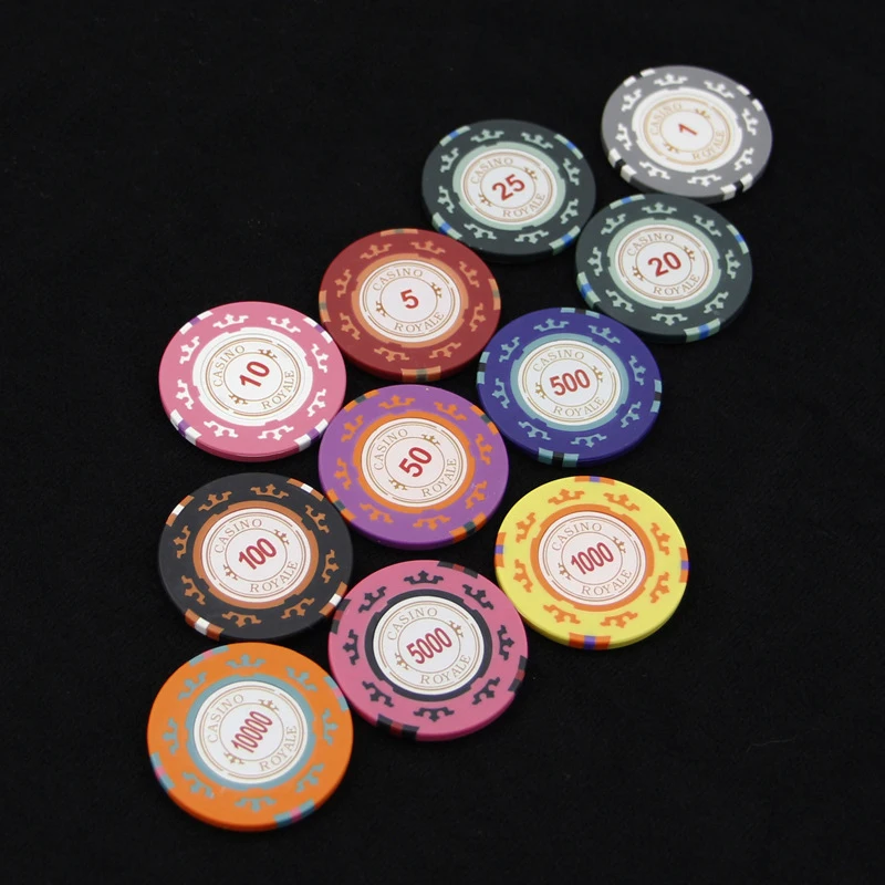 20pcs 39mm Texas Hold'em Ceramic Chips, Professional with Face Value, High-end 39mm Poker Chip Coins
