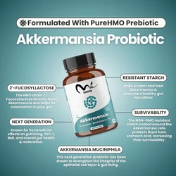 Akkermansia muciniphila probiotics contain prebiotics, live and validated strains, 60 capsules, 30 day supply