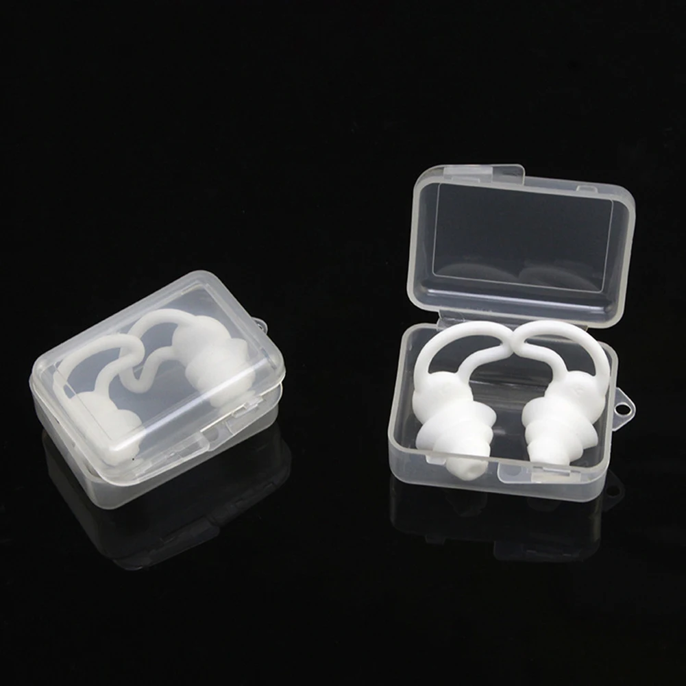 2 Pairs Silicone Noise Cancelling Earplugs Noise Filter Sleep Swimming Waterproof Three Layer Mute Earplugs