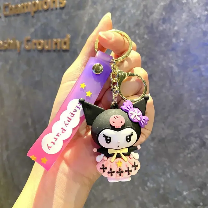 Cute Sanrio Keyring for Women Child Bag Decoration Pendants Kuromi Key Chain Adult Child Schoolbag Toy Figures