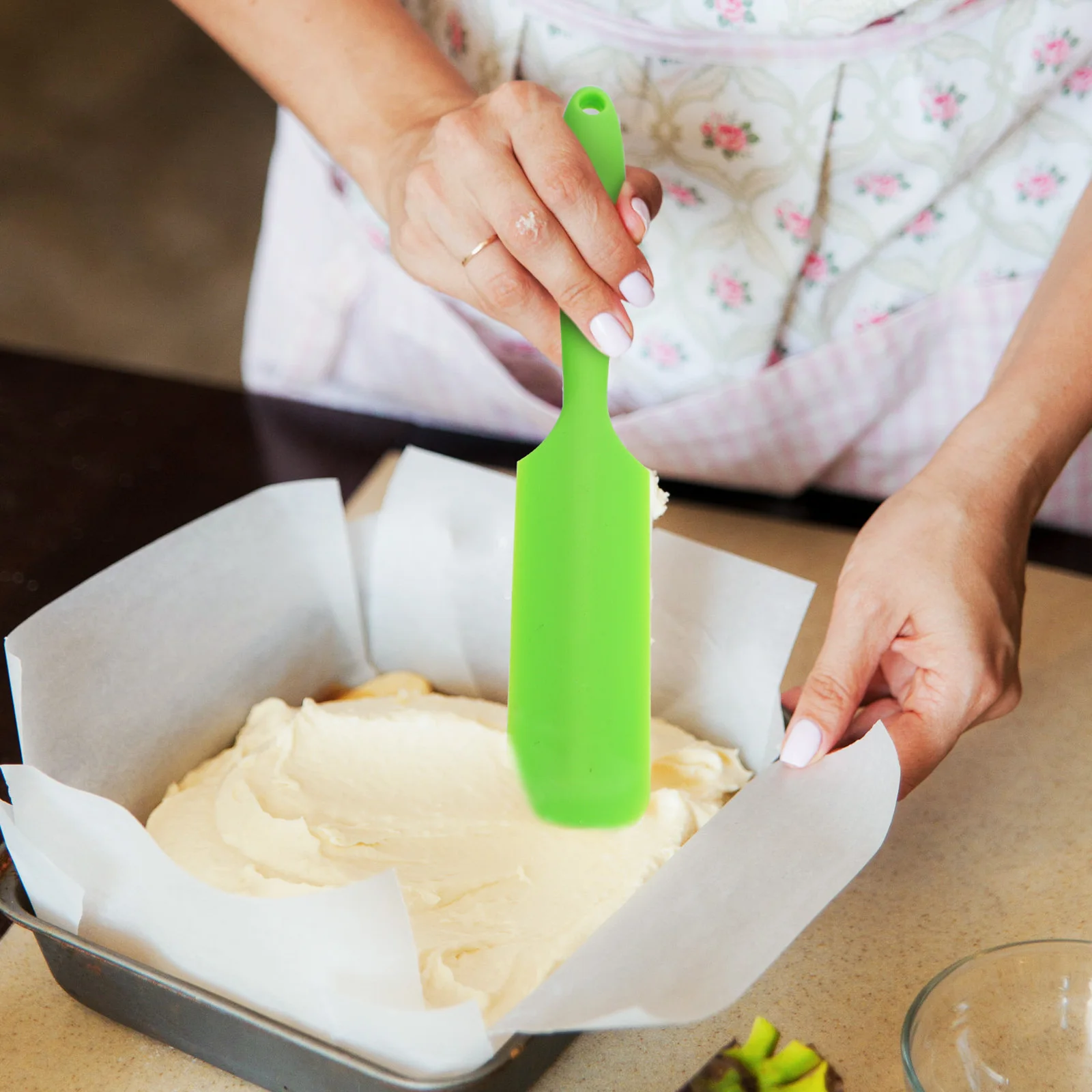 

1pcs Green Long Strip Double-Sided Silicone Scraper 24 5x3cm Jar Spatula Blender Sourdough Cake Mixer Kitchen Utensils
