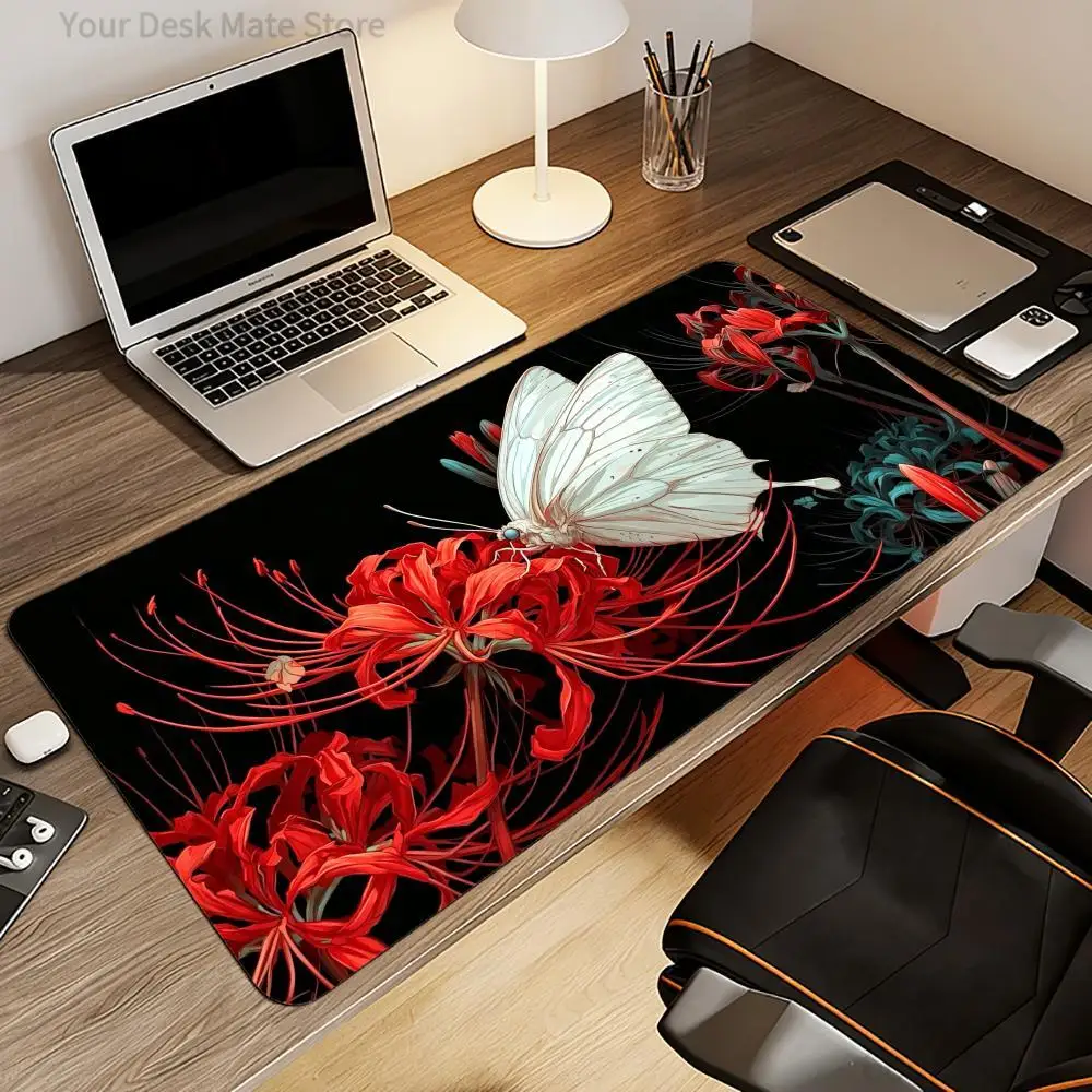 Lycoris and Butterfly Mouse Pad Computer Accessories Office Game Table Mats Anti-slip Gaming Keyboard Mousepads Desk Pads
