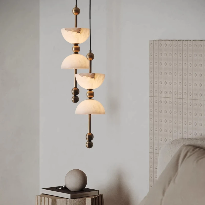 

Retro Bedroom Headboard Background Wall Dining Room Entrance Bar Counter Decor Hanging Lamp Natural Spanish Marble Pendant Light