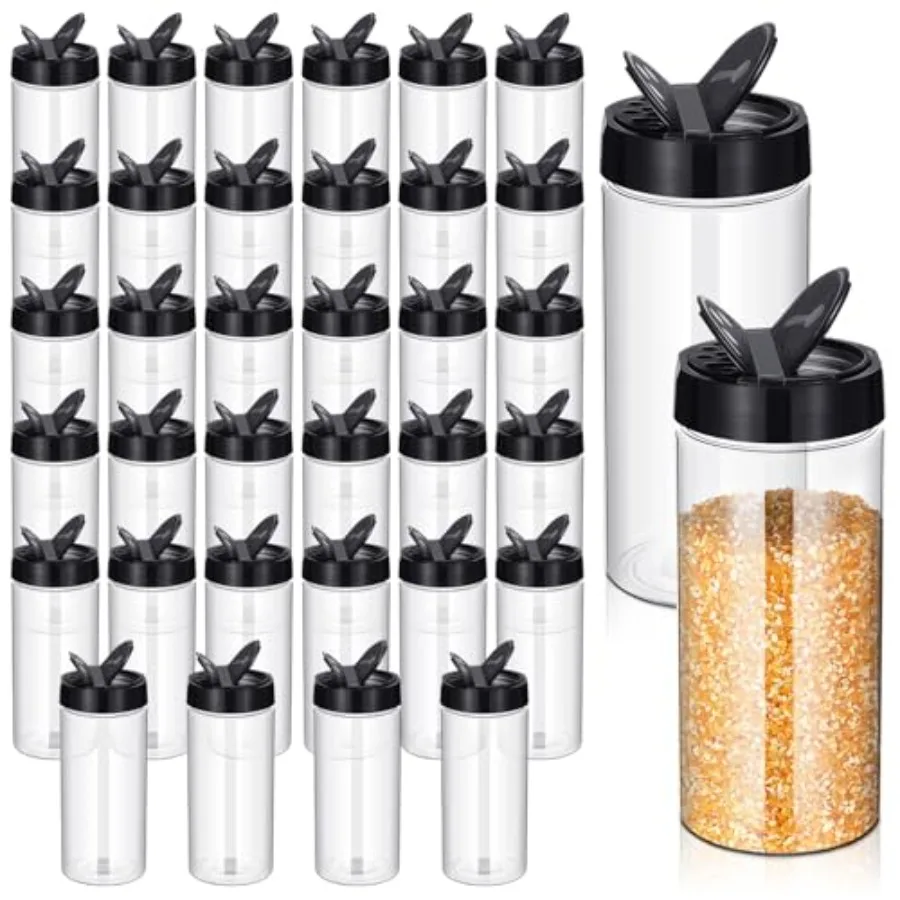 

36 Pcs 16 oz Plastic Spice Jars Containers with Black Cap Large Spice Bottles with Shaker Lids for Kitchen Storage Seasoning Po