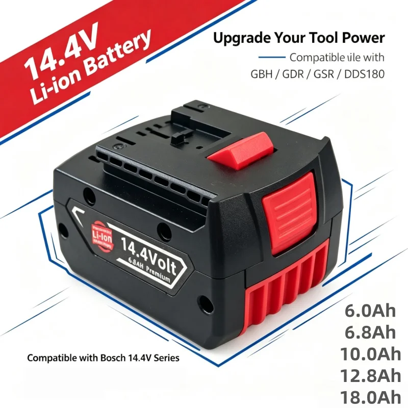 Li‑ion Battery 14.4V 6.0Ah/6.8Ah/10.0Ah/18.0Ah Spare Battery For Bosch GBH GDR GSR 1080 DDS180 BAT614G Cordless Tools