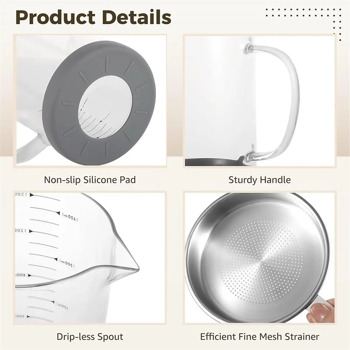 

Контейнер для беконовой смазки премиум-класса объемом 1,5 л с фильтром — фильтр из нержавеющей стали, боросиликатное стекло, нескользящее основание