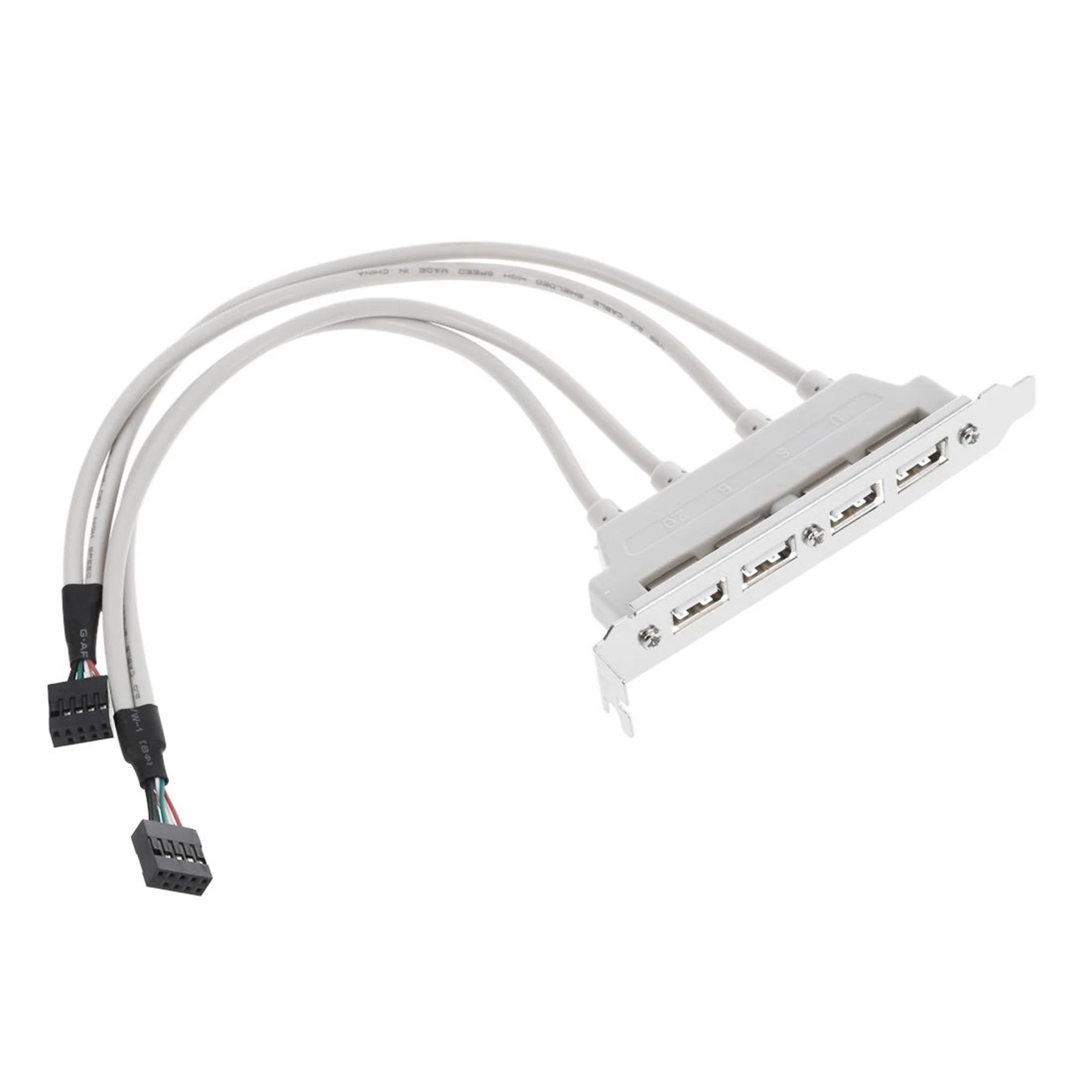 A33T-2X Dual Motherboard 9Pin Header To 4Port USB 2.0 Female Cable PCI Bracket