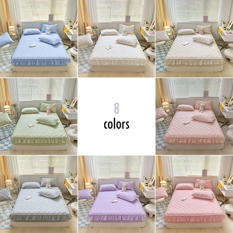 Waterproof Bed Sheet Mattress  Protector Cover Bedspread Fashion Lace Children's Breathable Smooth comfortable Pad Cover