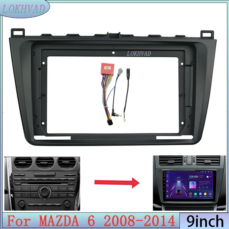 9 Inch Car Radio For MAZDA 6 2008-2014 Fascia Panel Dash Kit Install Facia Console Bezel Adapter Plate Trim Frame