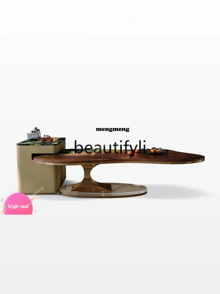 D5556 Italian light luxury black walnut solid wood coffee table combination living room home high-end designer new model