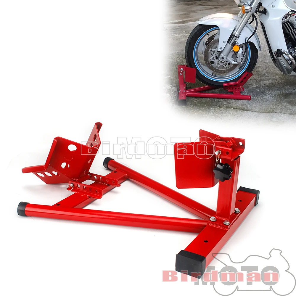 

Motorcycle Front Tyre Tire Wheel Chock Self Locking Stand For Most 15" - 21" Tires Harley Touring Custom Moto Repairing Tool